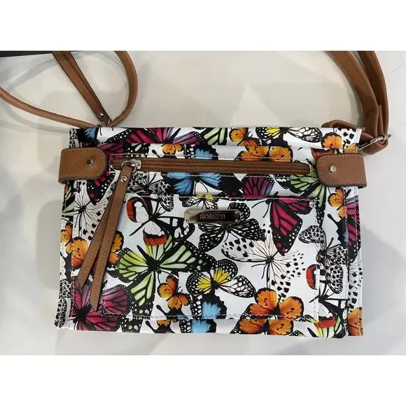 Rossetti Multicolor Butterfly Crossbody Organizer Handbag Purse NWOT - Picture 2 of 8